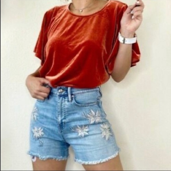 Madewell Velvet Butterfly Top Size Small in Burn Orange NWOT - Picture 1 of 7